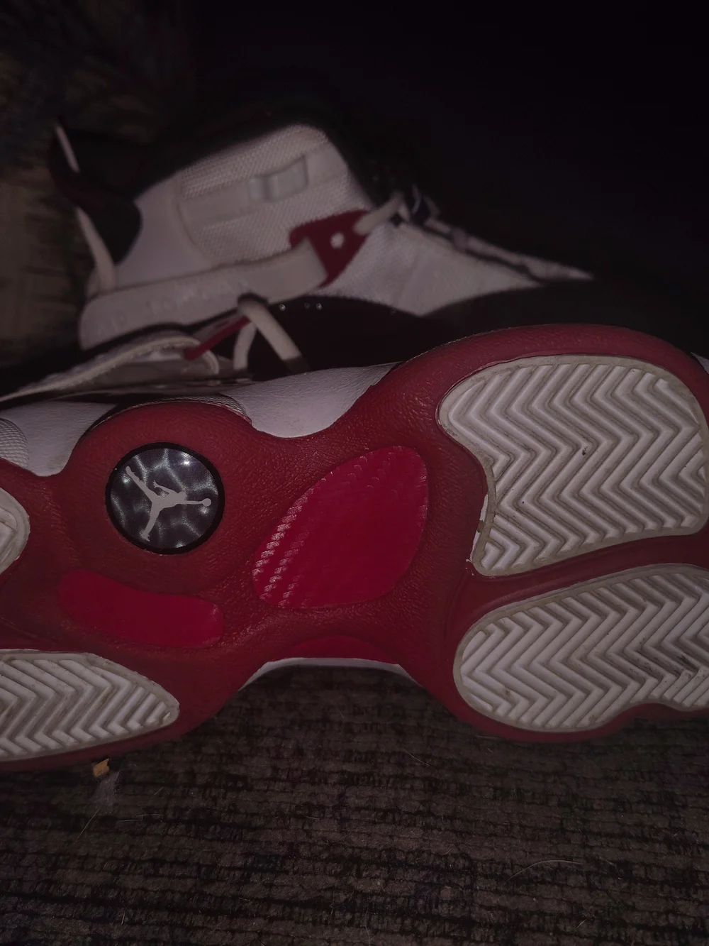 Jordan's Nike Kids' White/Black/Red Athletic Sneakers